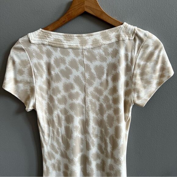 Class Roberto Cavalli Beige Cream Animal Print Dress Size 8 Leopard Short Sleeve - Picture 14 of 14